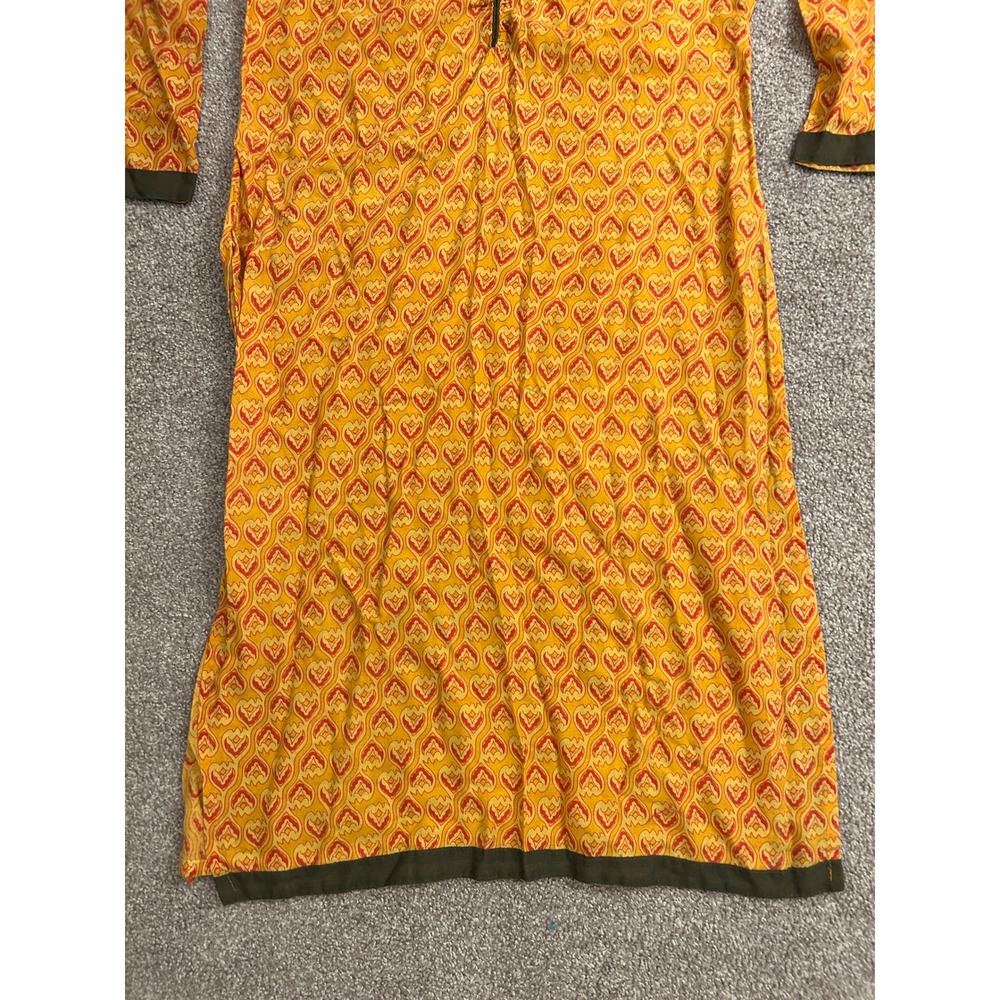 South Asian Kameez City Life Tunic Top Womens Small Yellow Orange Excellent - Picture 2 of 12